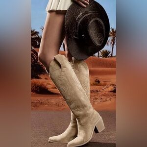 Women's Tan Western Knee-High Boots
